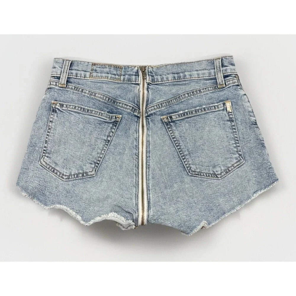 Siwy DEMI HIGH-WAIST BACK ZIP Shortie SHORT FOOL FOR LOSING Light Wash Sz 27 - Picture 6 of 11